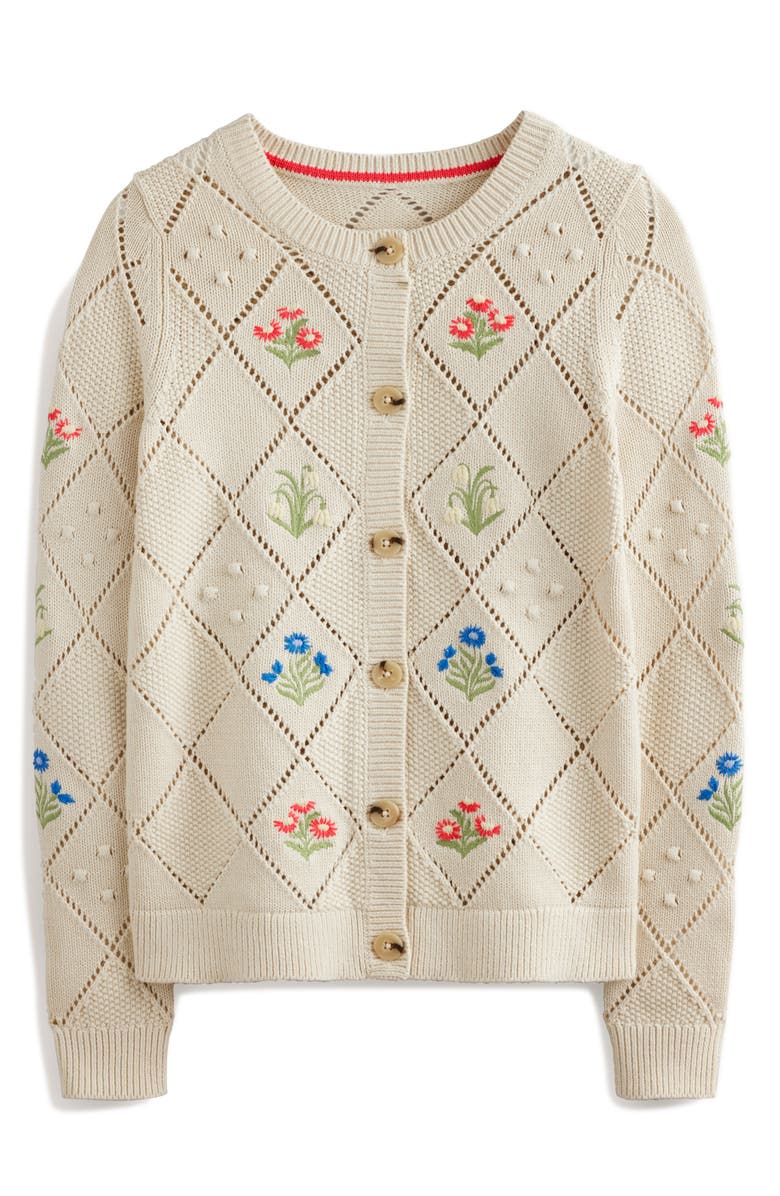 Boden Floral Embroidered Cotton Cardigan, Alternate, color,
