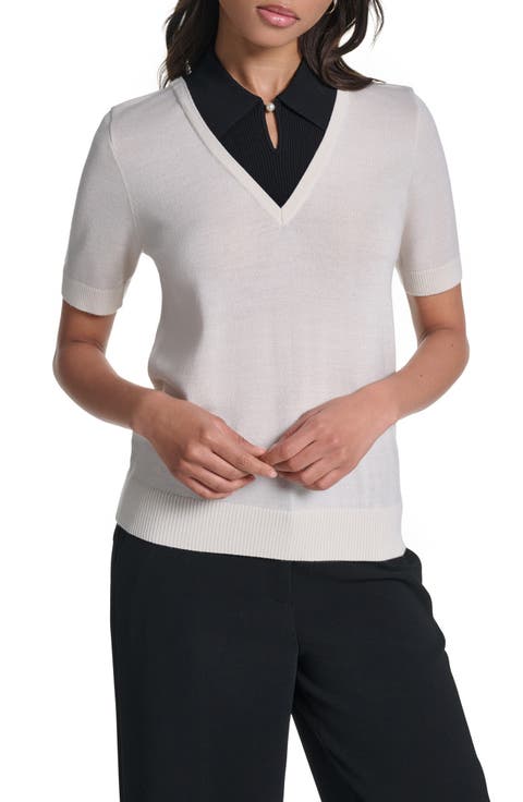 Layered Short Sleeve Sweater