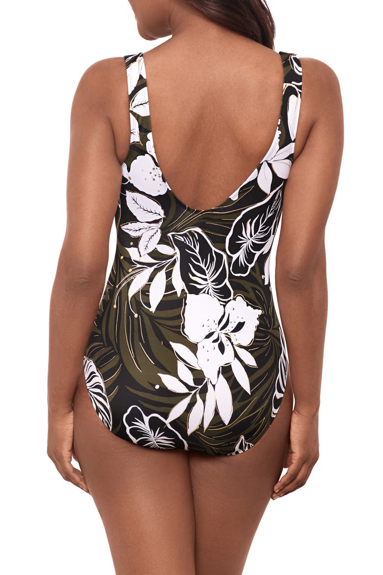 Elle Dorado Escape One-Piece Swimsuit, Alternate, color, BLACK/ MULTI