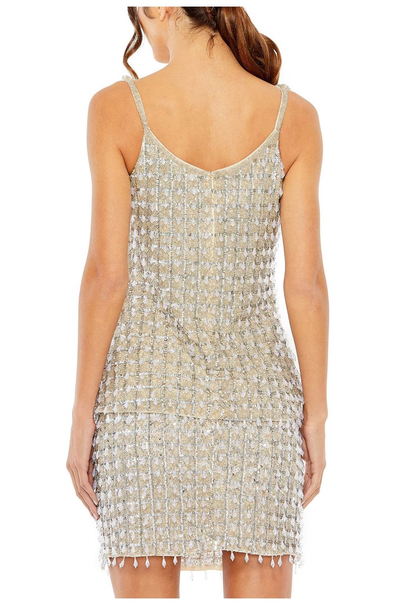 Mac Duggal Crystal Embellished Soft Tie Cami Top, Alternate, color, Beige