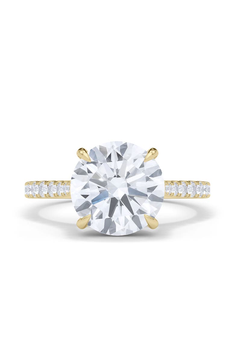 HauteCarat Round Brilliant Cut Pavé Lab Grown Diamond Ring, Alternate, color, 2.00 Ctw 18K Yellow Gold