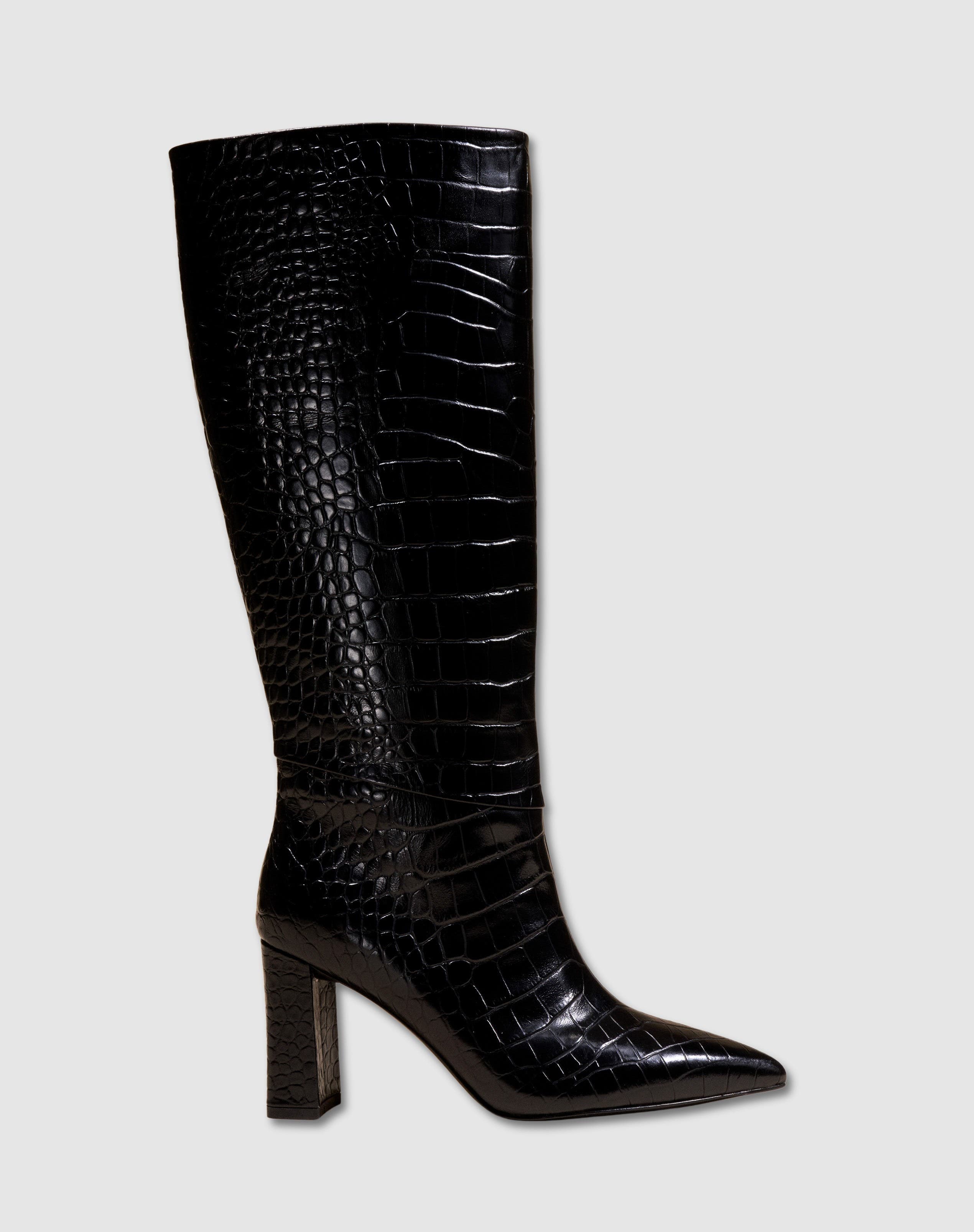MI/MAI Wassily Croc-style Long Boot, Main, color, Black