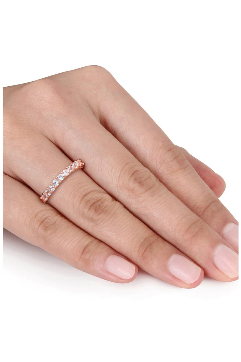 Lab Created White Sapphire Band Ring, Alternate, color, WHITE SAPPHIRE/ROSE