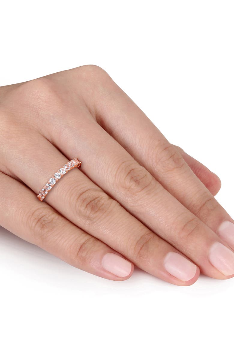 DELMAR Lab Created White Sapphire Band Ring, Alternate, color, White Sapphire/Rose