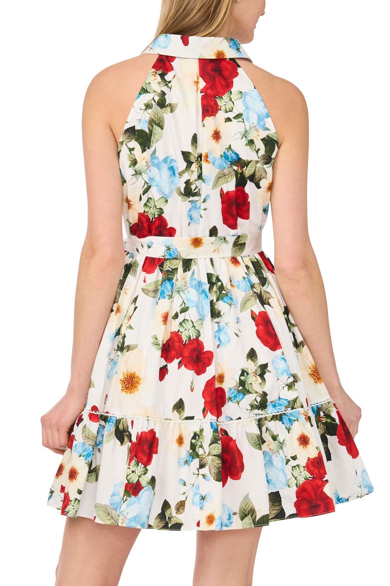 Floral Sleeveless Cotton Fit & Flare Shirtdress, Alternate, color, ULTRA WHITE