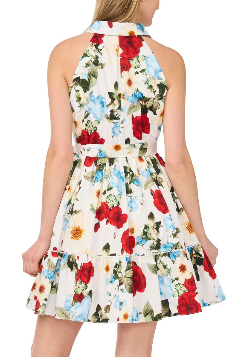 Ted Baker Floral Sleeveless Cotton Fit & Flare Shirtdress, Alternate, color, Ultra White