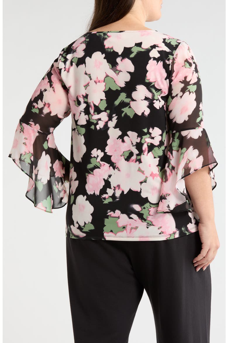 Ruffle Sleeve Top, Alternate, color, BLACK MULTI