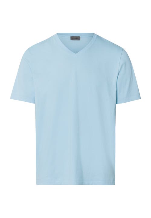 Hanro Living Shirts Cotton V-neck T-shirt In Blue