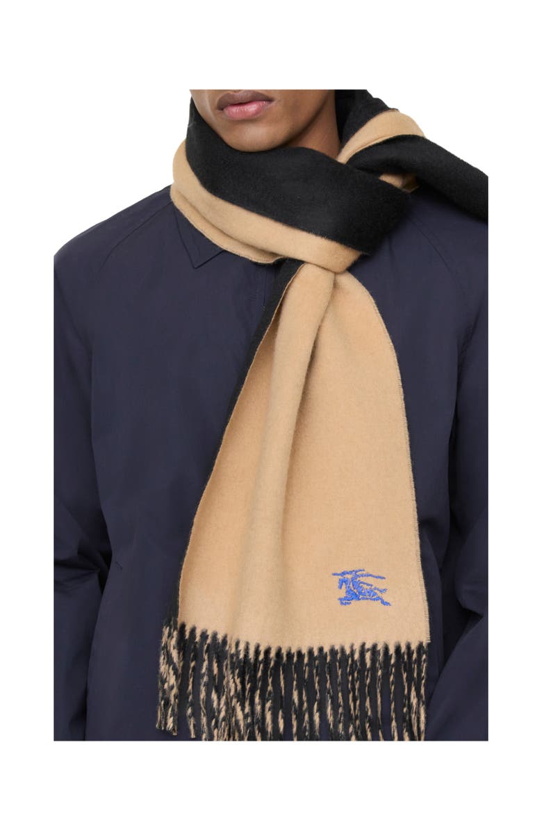 Burberry Reversible Cashmere Scarf, Alternate, color, Camel/Black