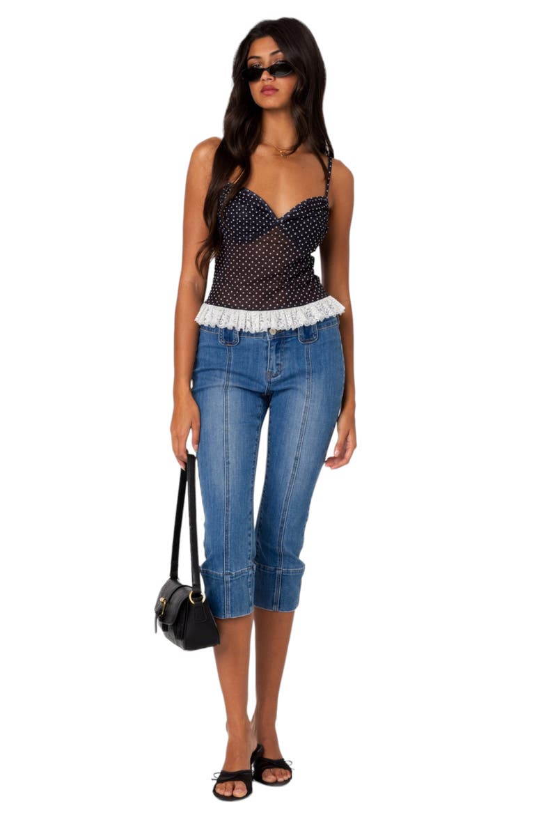 Polka Dot Mesh Camisole, Alternate, color, BLACK
