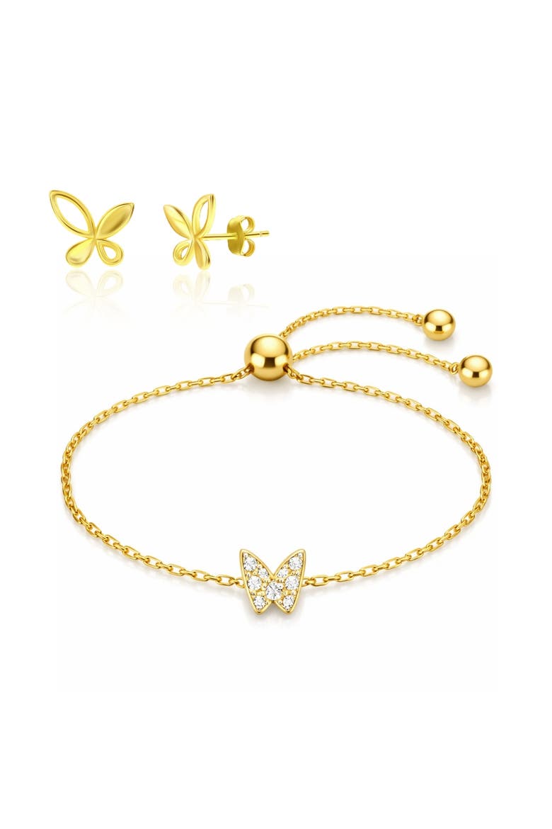 Gold-Tone Butterfly Jewelry Set, Main, color, Gold