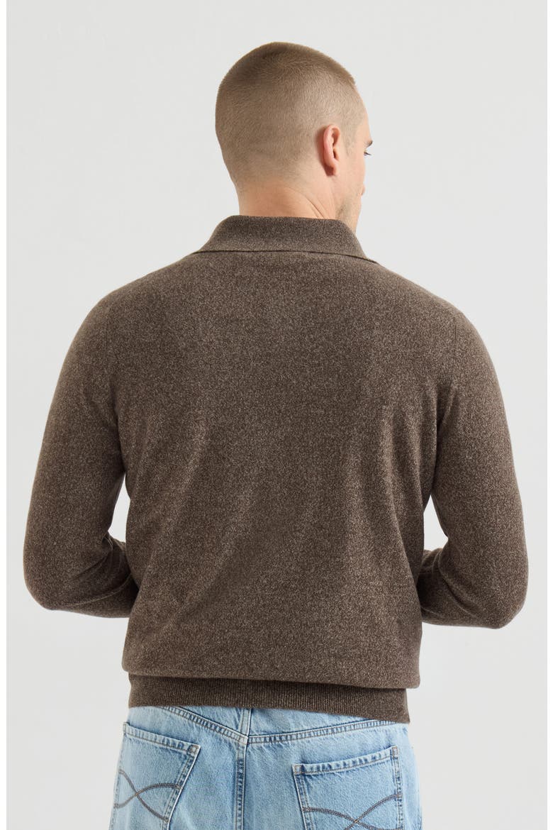 Mouliné cashmere knit polo, Alternate, color, Grey