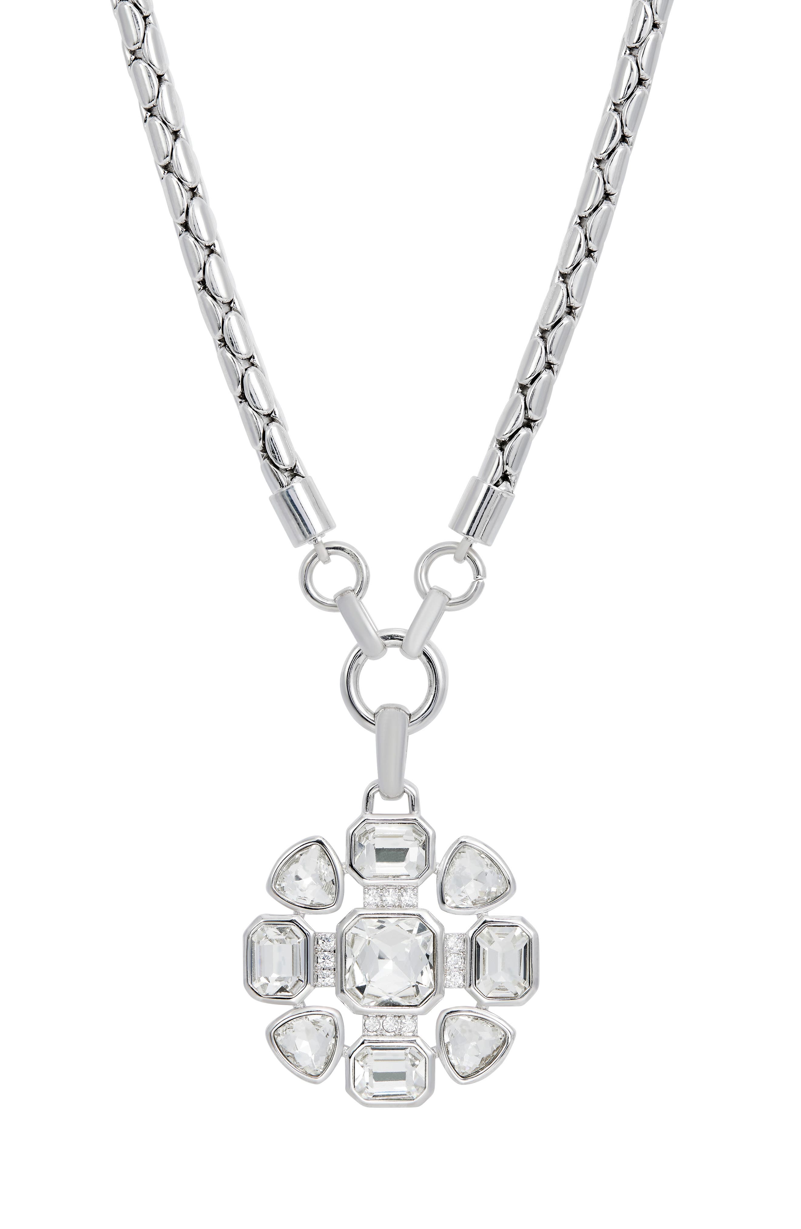 Multi Shape Cubic Zirconia Pendant Necklace
