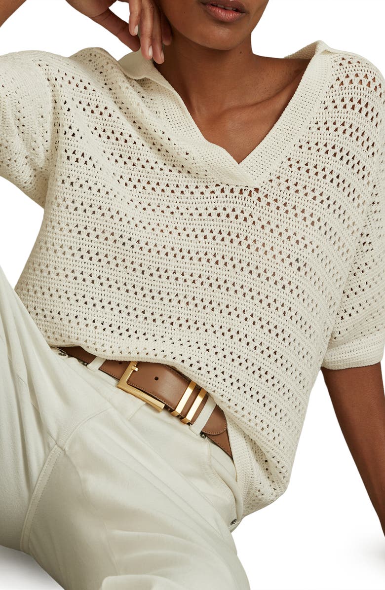 Reiss Carla Open Stitch Polo Sweater, Alternate, color, 