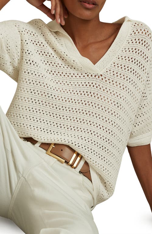 Reiss Ivory Carla Knitted Open-collar Polo Shirt
