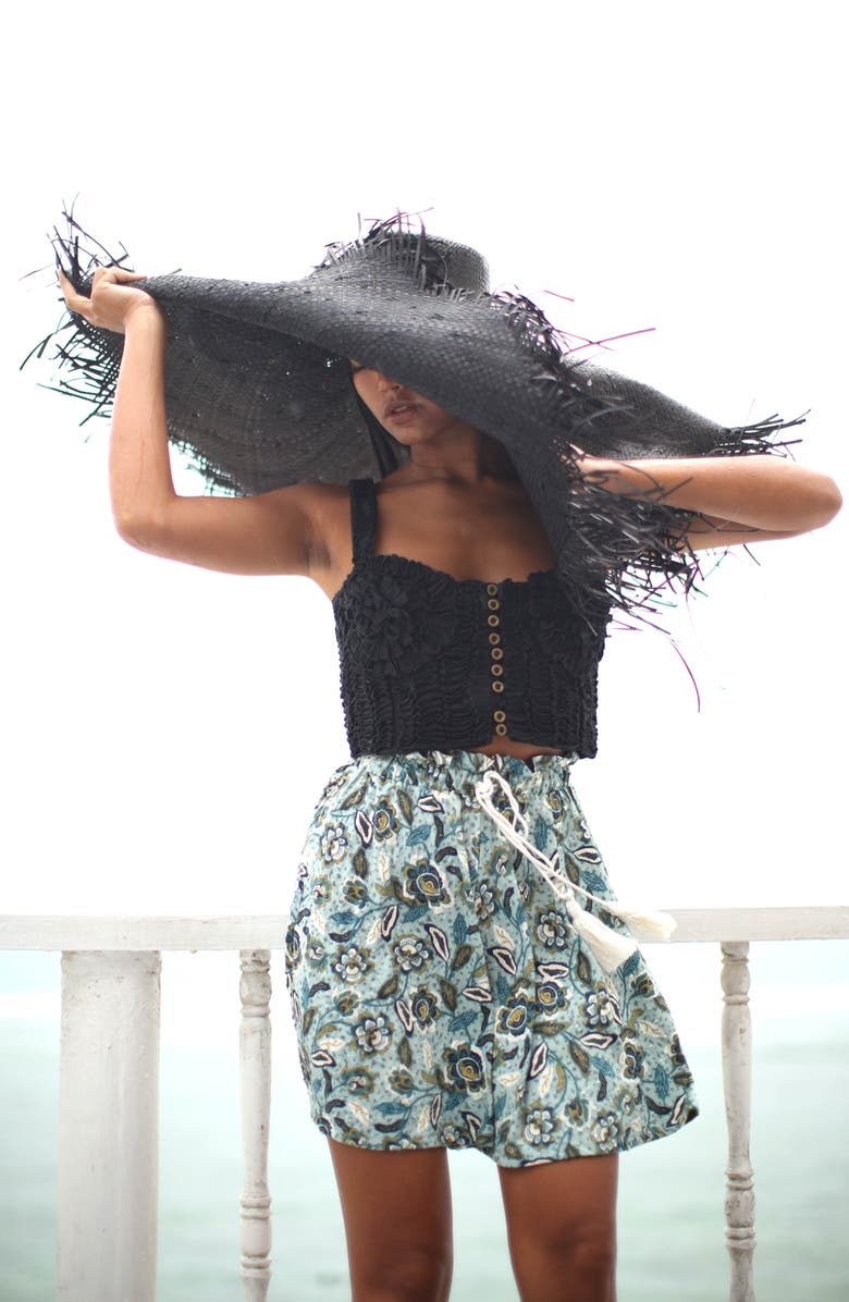 BRUNNA.CO Sekar Floral Skort | High-Waisted Cotton Skirt Shorts, Alternate, color, Blue