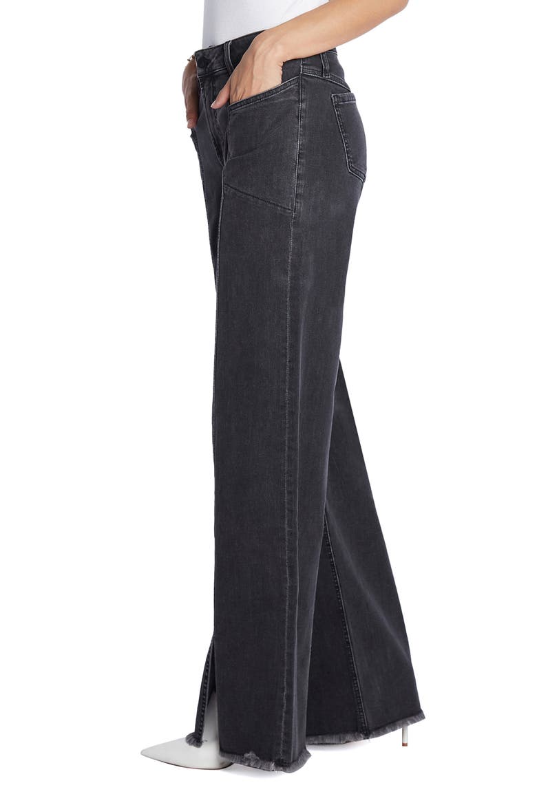 Front Slit Wide Leg Jeans, Alternate, color, BRUSHED BLACK