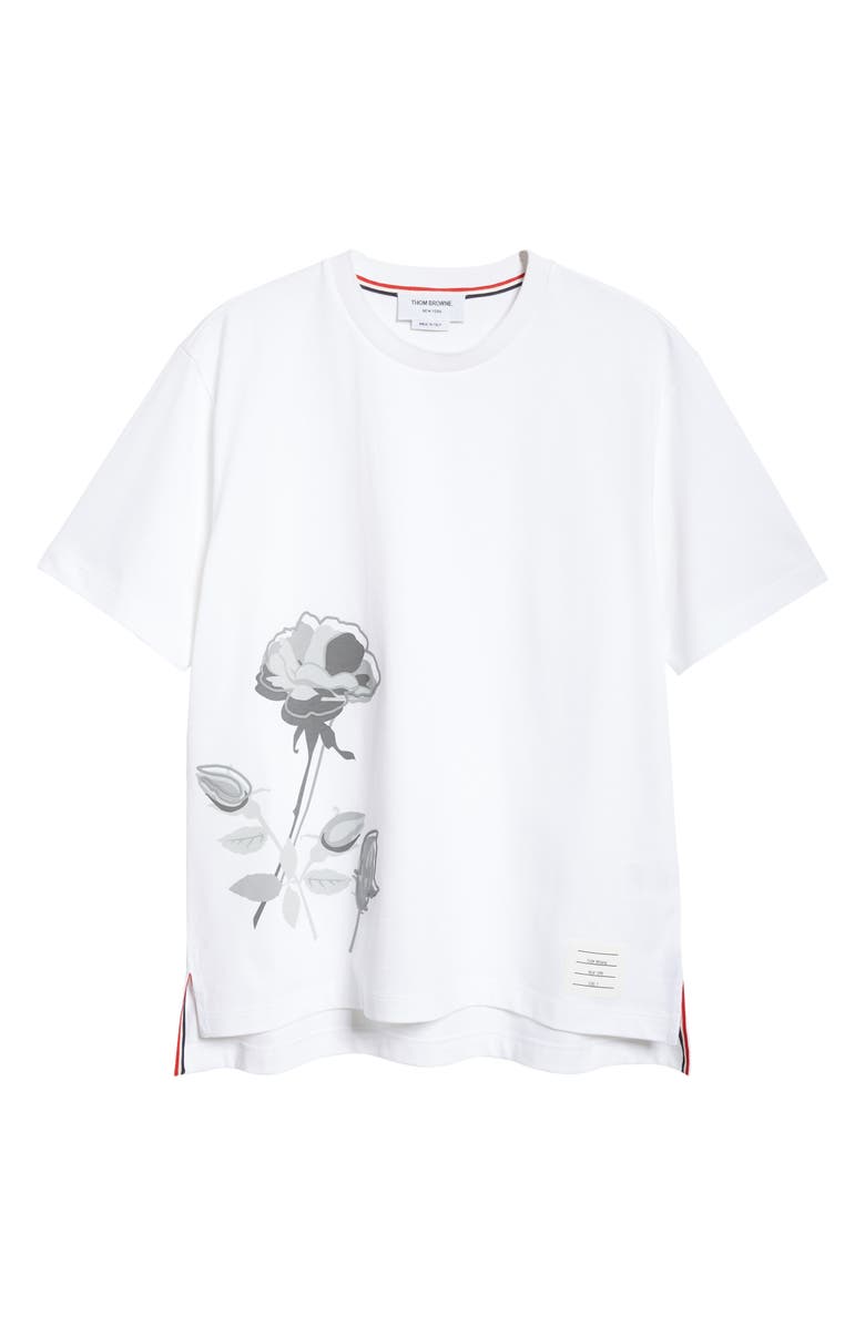 Thom Browne Rose Cotton Graphic T-Shirt, Alternate, color,