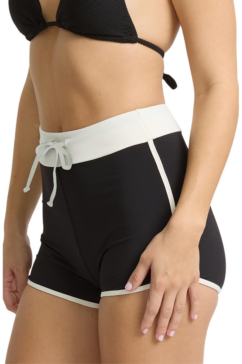 High Tide Drawstring Swim Shorts, Alternate, color, BLACK PEBBLE