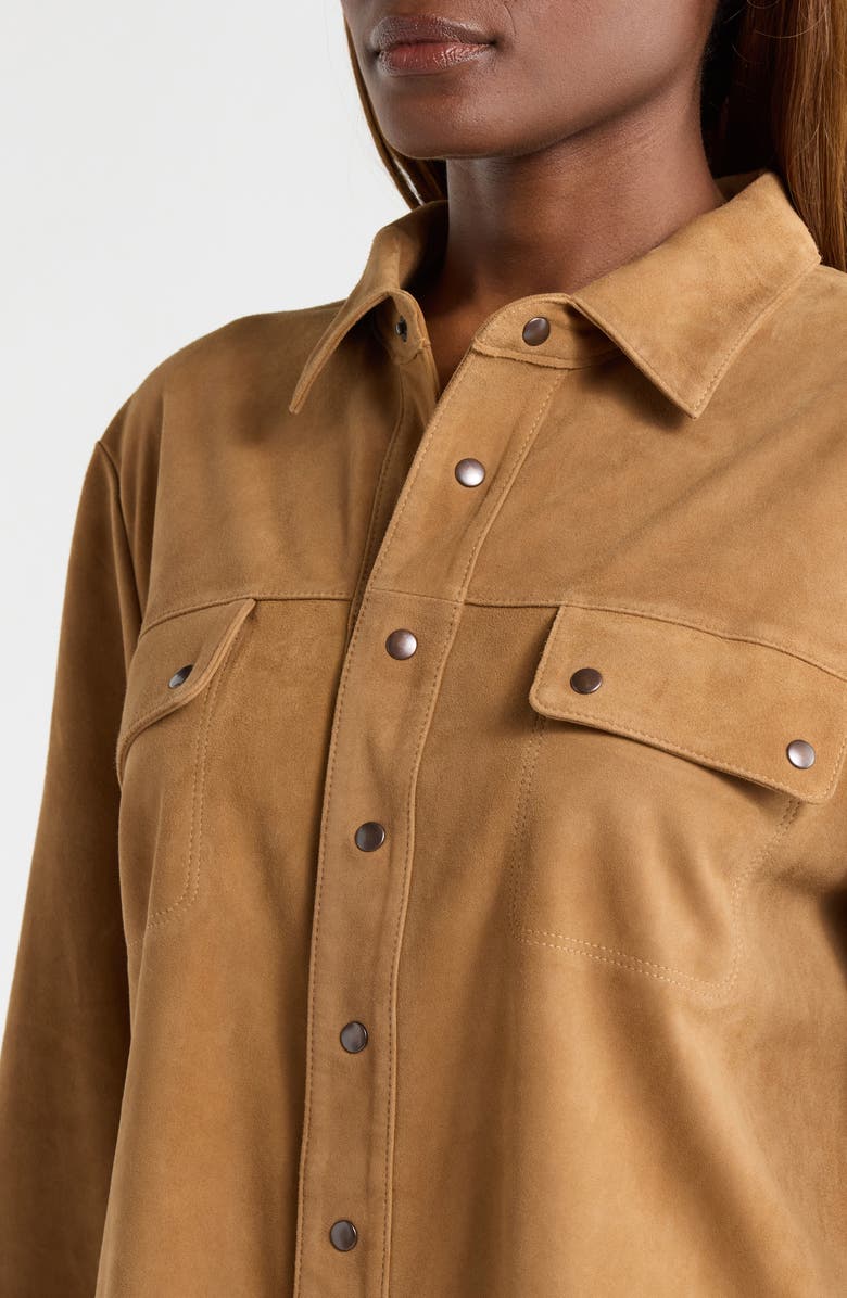 THE GREAT. The Traveler Suede Jacket, Alternate, color, Golden Brown