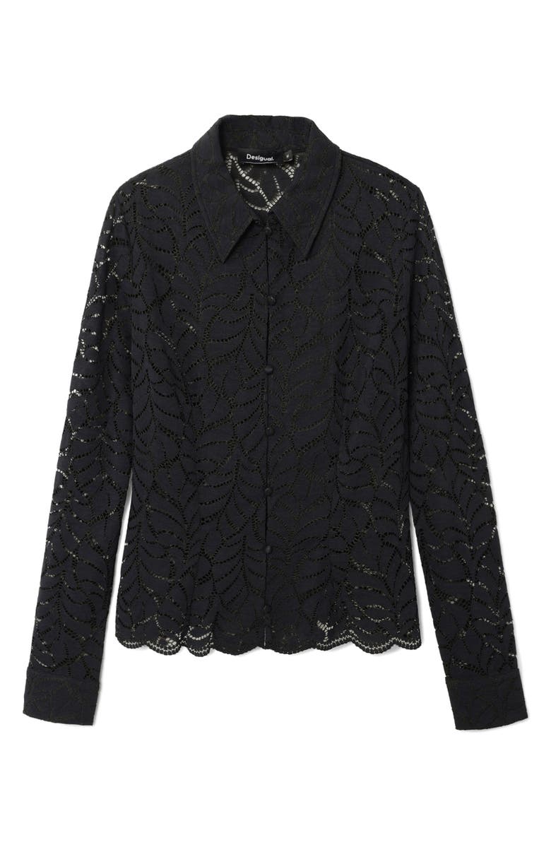 Desigual Saga Stretch Button-Up Top, Alternate, color, 