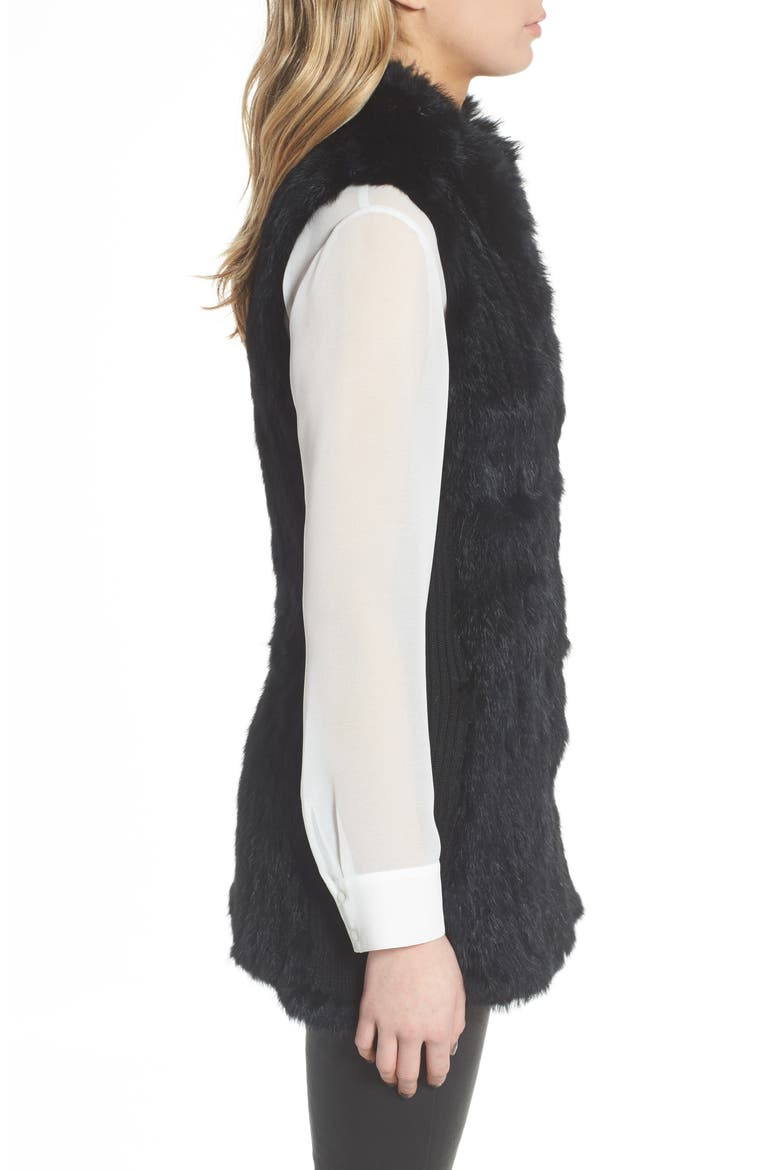 Genuine Rabbit Fur & Knit Vest (Nordstrom Exclusive), Alternate, color, BLACK