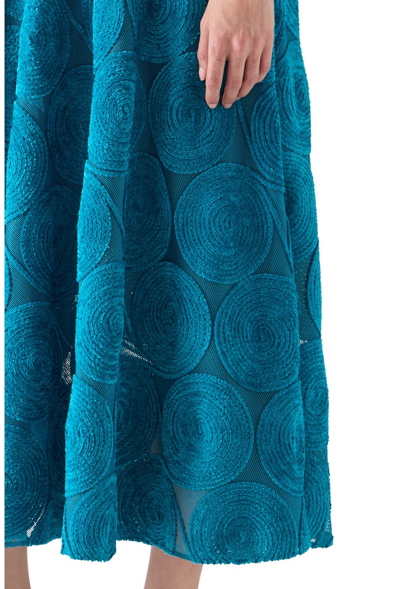Chenille Dot Mesh Midi Dress, Alternate, color, LAGOON