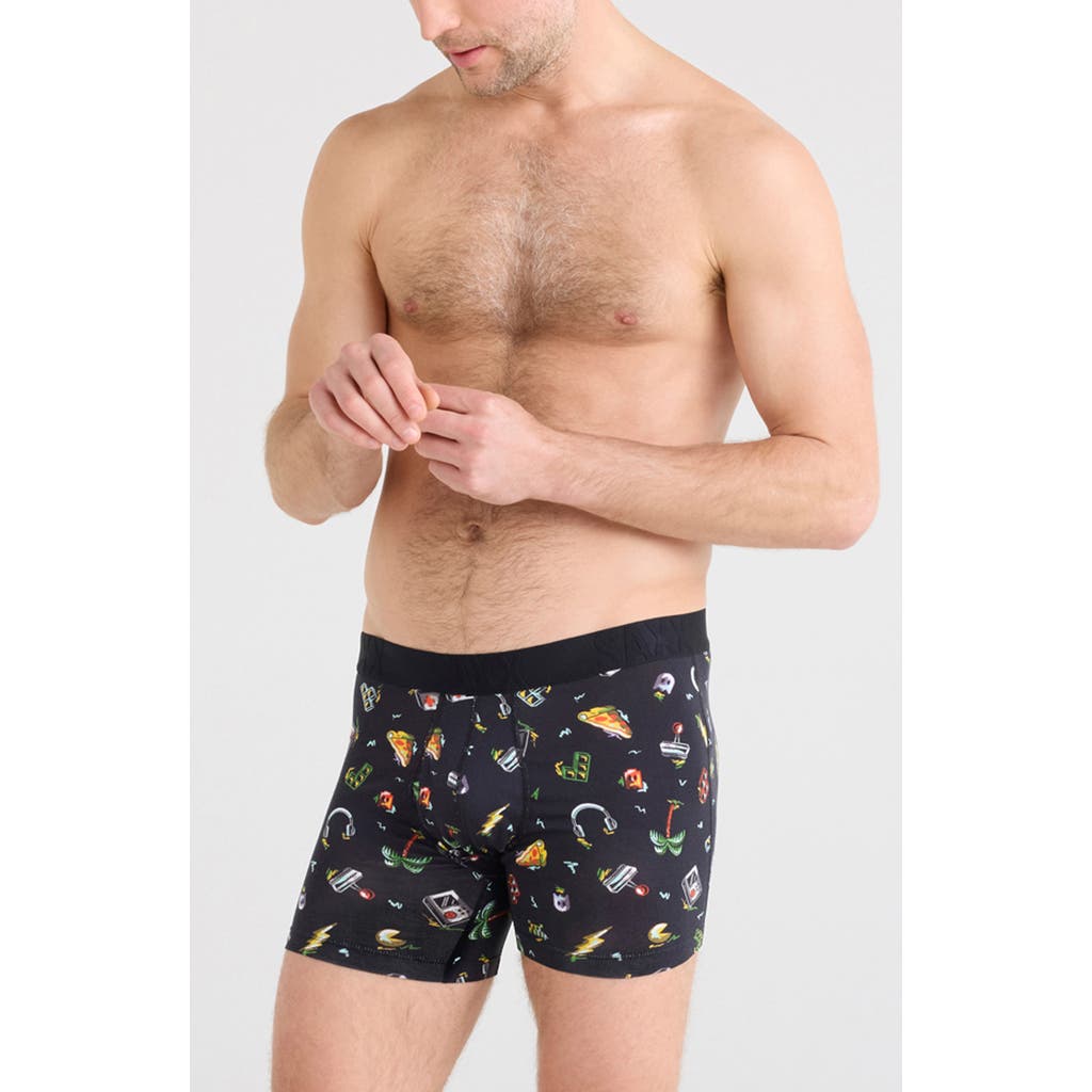 Saxx Droptemp™ Cooling Cotton Boxer Briefs In Gamers Paradise-black