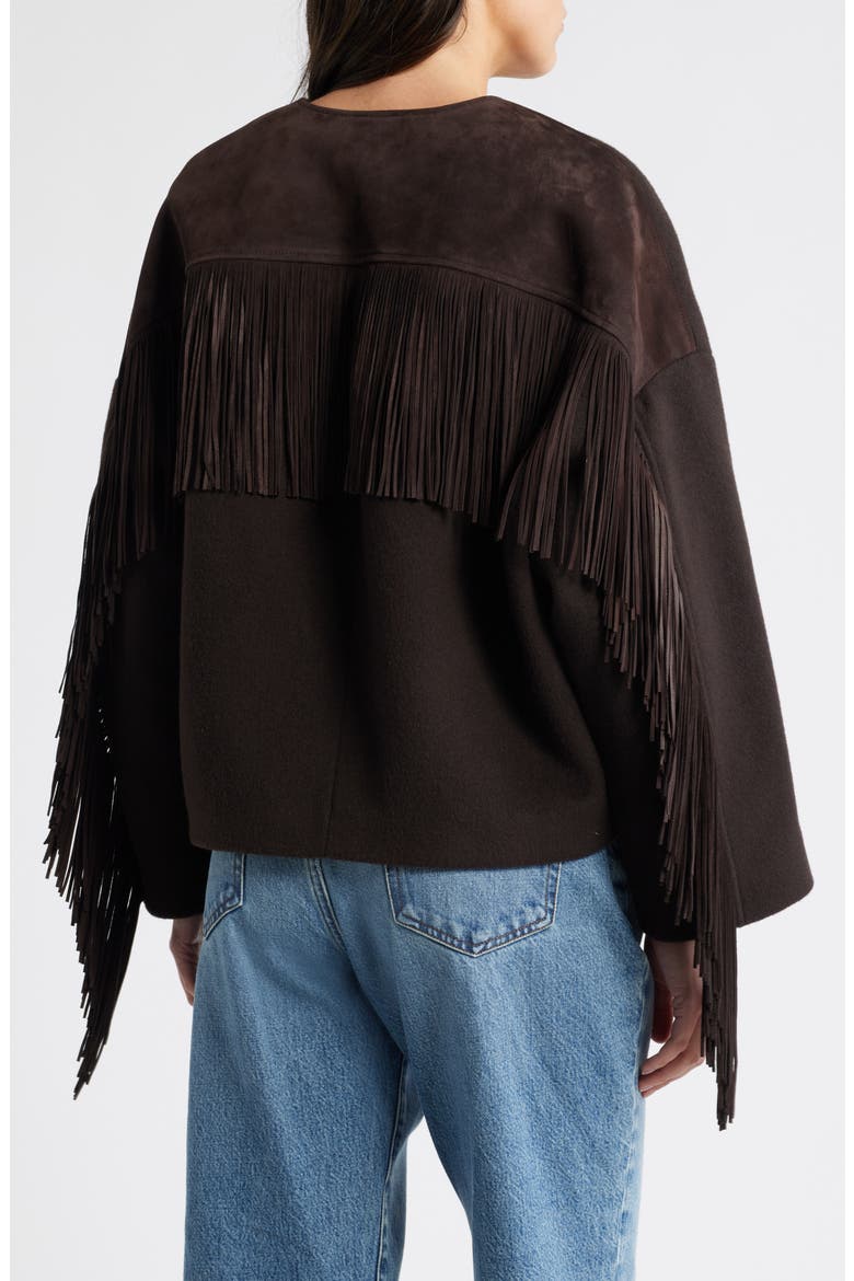 Suede Fringe Wool Blend Jacket, Alternate, color, CHOCOLATE BROWN