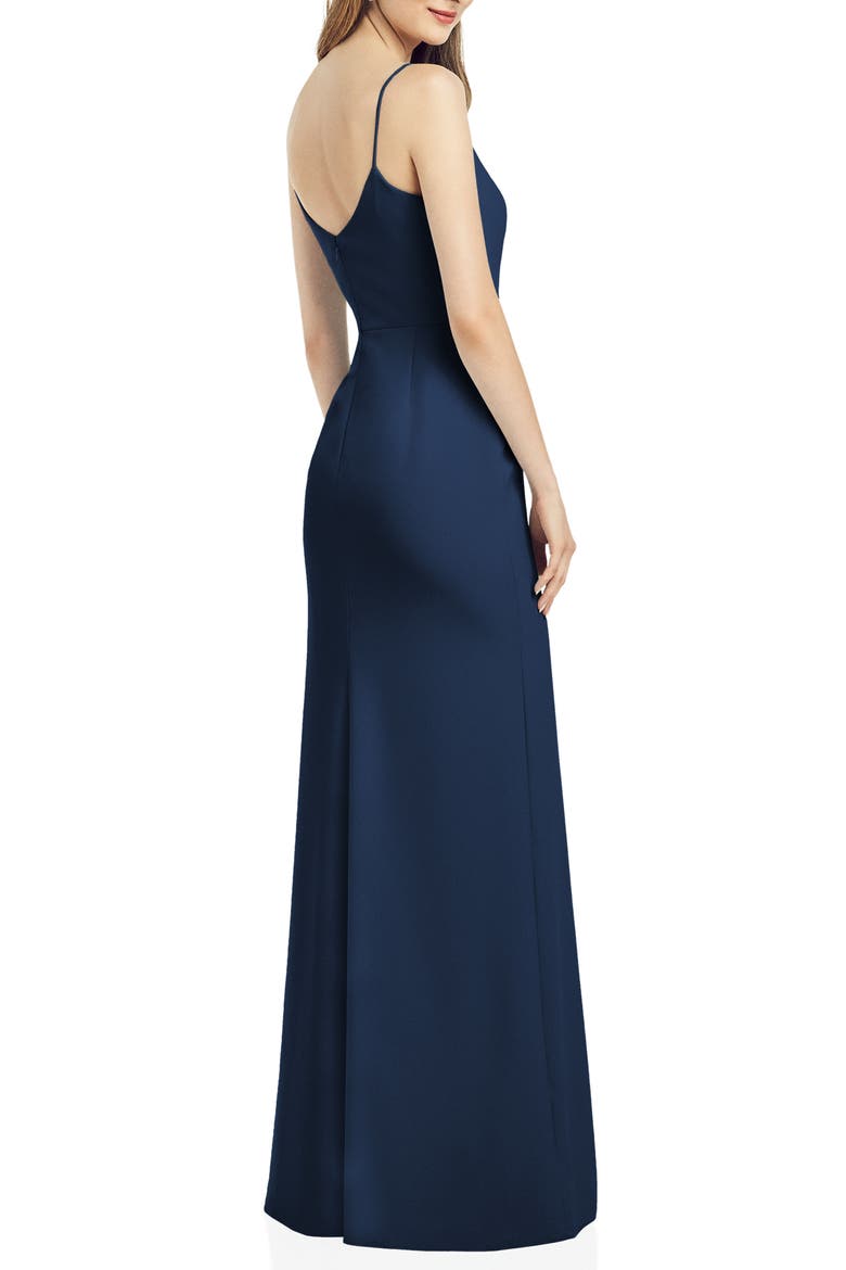 Scoop Neck Crepe Gown, Alternate, color, MIDNIGHT
