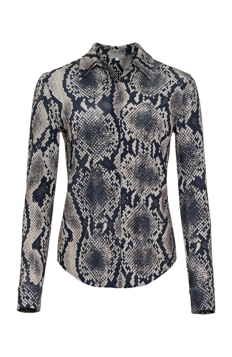 Anatomie Printed Tania Long sleeve Snap Front Top, Alternate, color, Python
