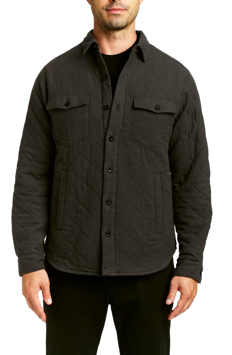 Rainforest Elbow Patch Brushed Twill Quilted Shirt Jacket, Main, color, 