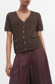 MANGO Bouclé Cardigan Sweater