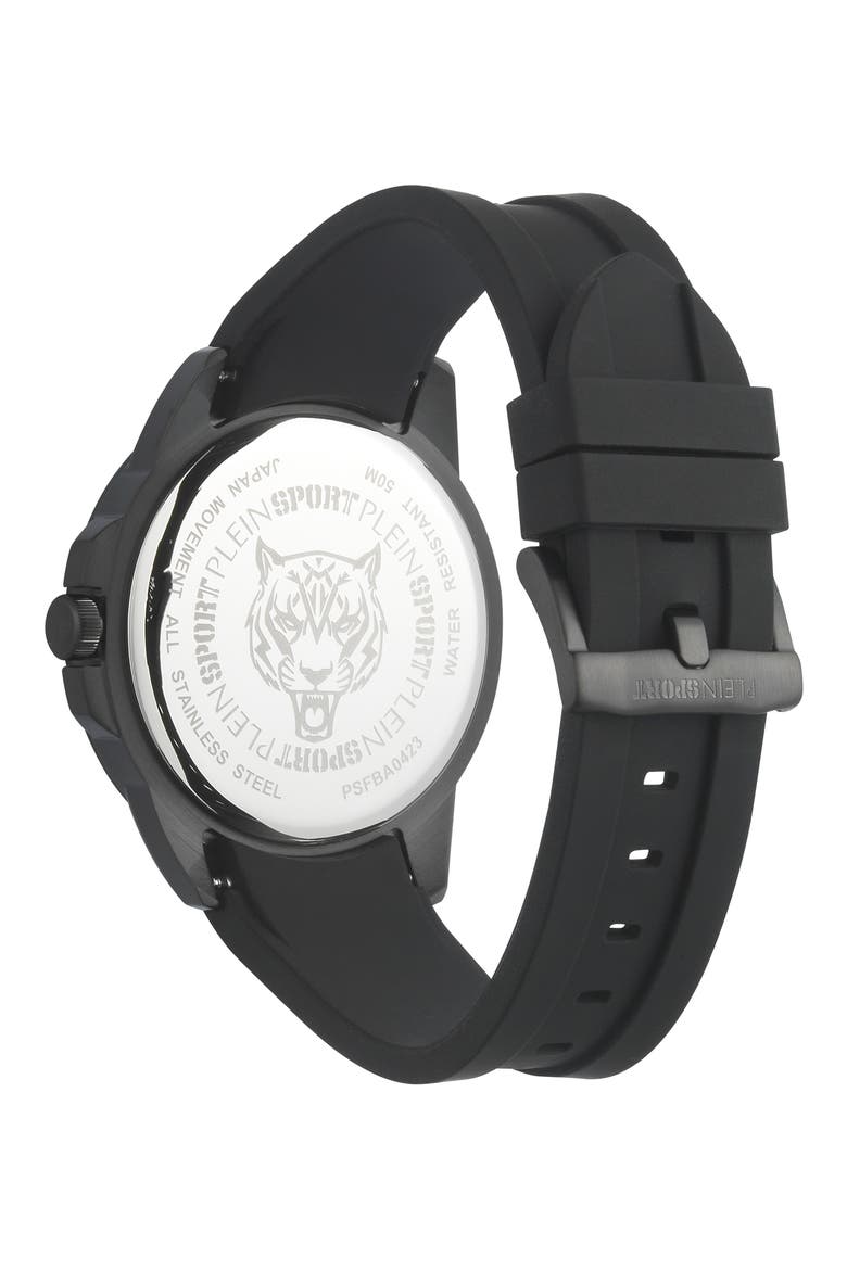 Touchdown Silicone Strap Watch, 44mm, Alternate, color, IP BLACK