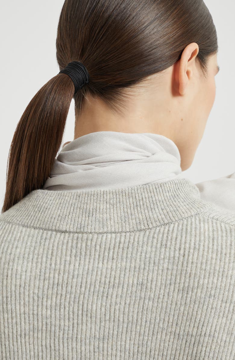 Brunello Cucinelli Cashmere sweater with blouse, Alternate, color, Grey