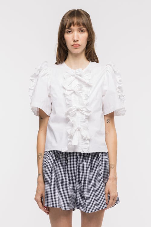 Toit Volant Charlie Bow Ruffle Top in White  product