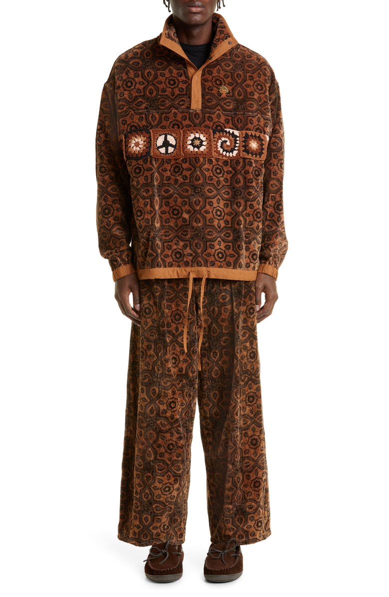 Story mfg. Polite Crochet Detail Organic Cotton Velvet Pullover, Alternate, color, 