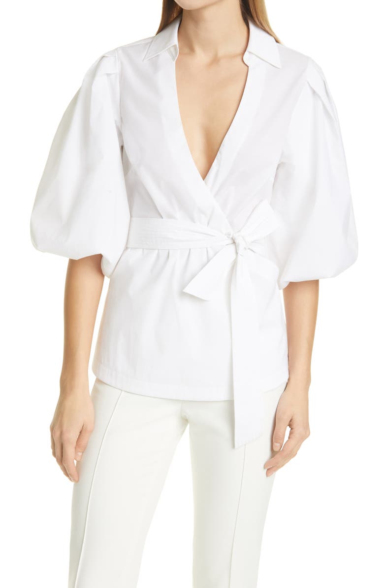 Simkhai Jonathan Simkhai Waverly Puff Sleeve Blouse, Main, color, 