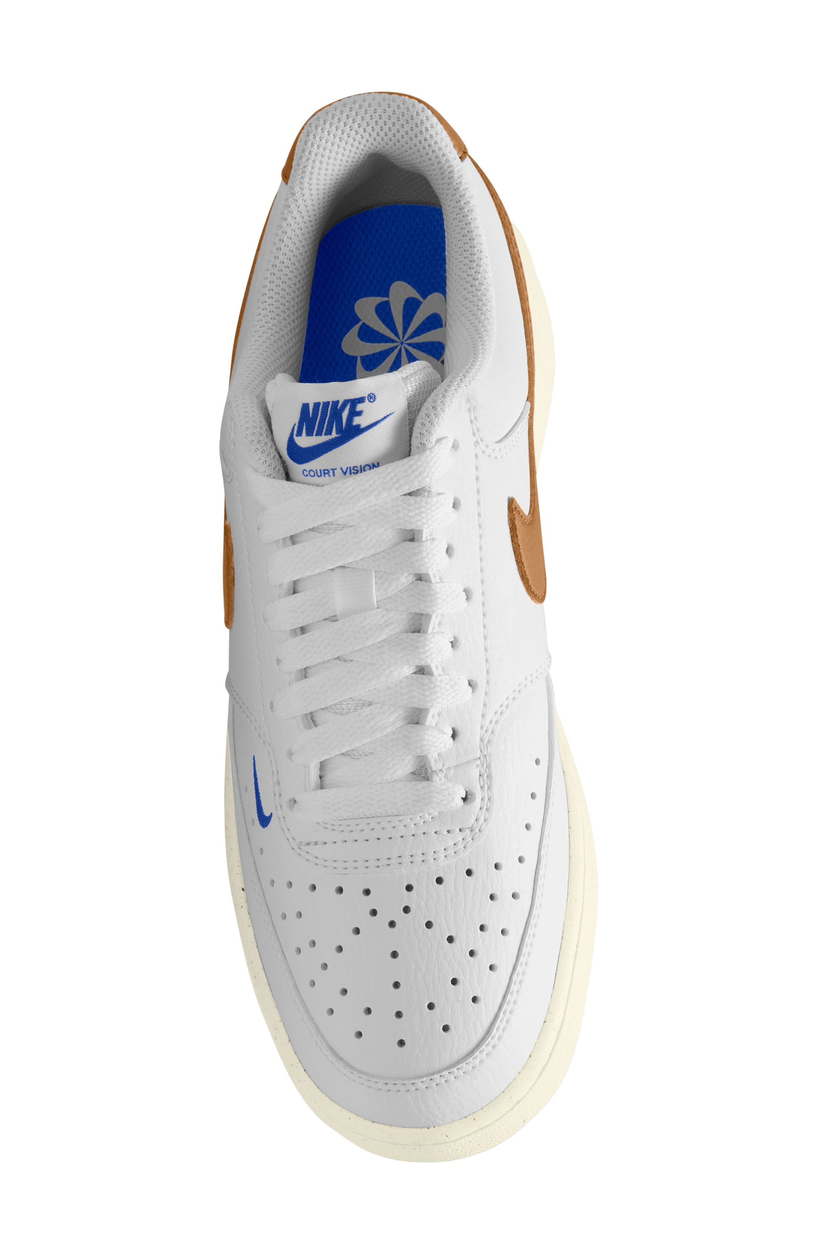 Nike Court Vision Low Sneaker, Alternate, color, White/ Flax-Game Royal-Sail