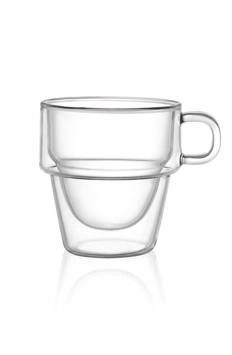 JoyJolt Stoiva Stackable Double Wall Espresso Cup - Set of 4, Main, color, Clear