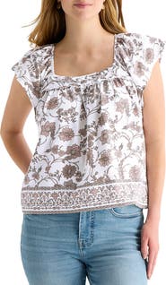 Lucky Brand Mix Media Ruffle Top