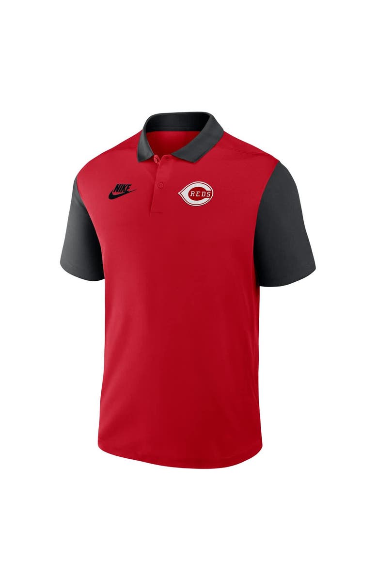 Nike Men's Nike Red/Black Cincinnati Reds Cooperstown Collection Color-Block Victory Performance Polo, Alternate, color, Red