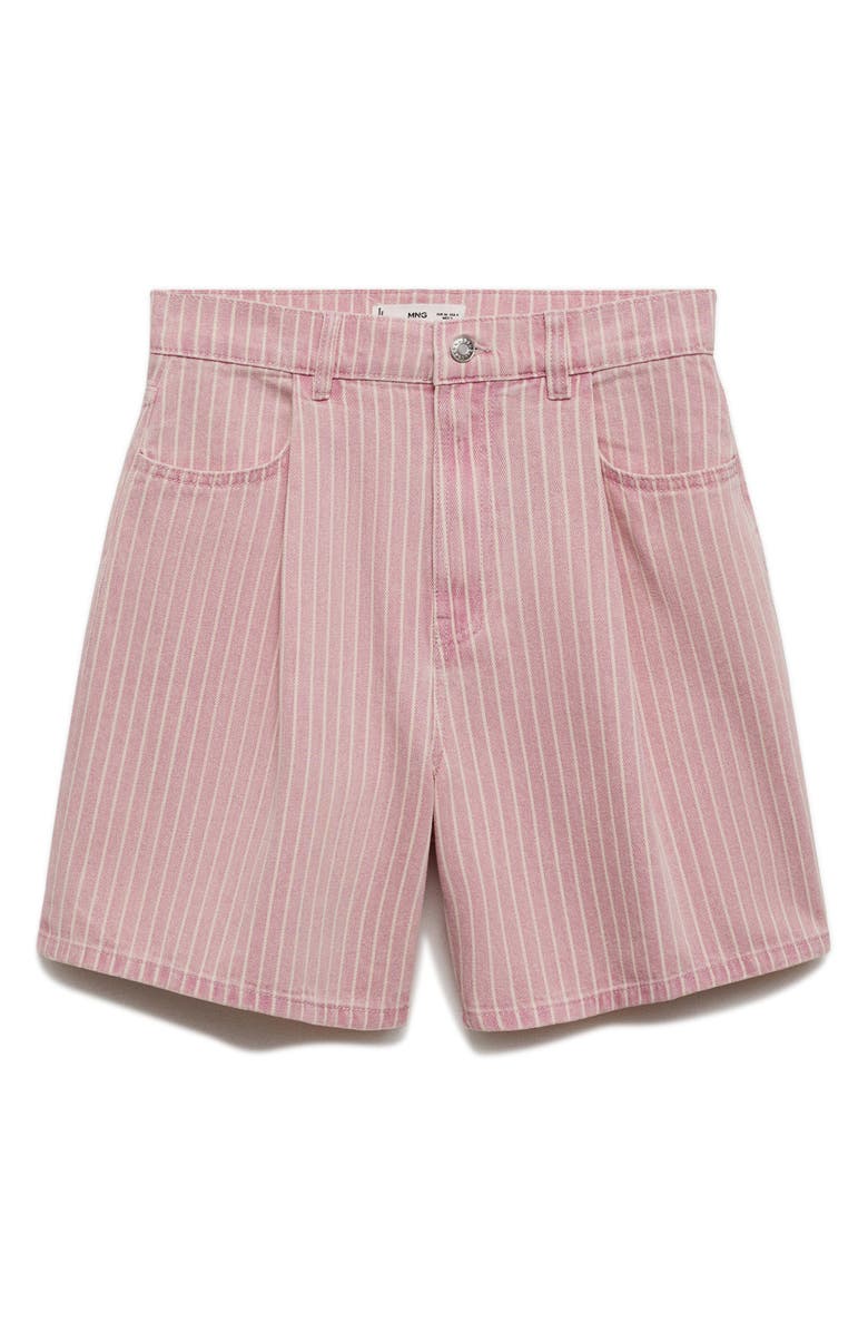 MANGO Stripe High Waist Denim Shorts, Alternate, color, 
