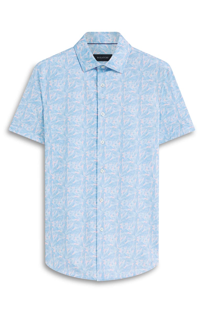 Bugatchi Miles OoohCotton<sup>®</sup> Leaf Print Short Sleeve Button-Up Shirt, Alternate, color,
