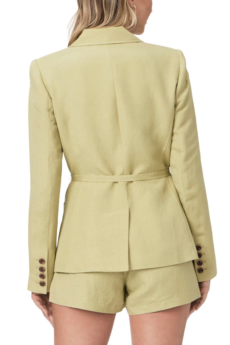 Genova Tie Waist Linen Blend Blazer, Alternate, color, PALEOLIVE