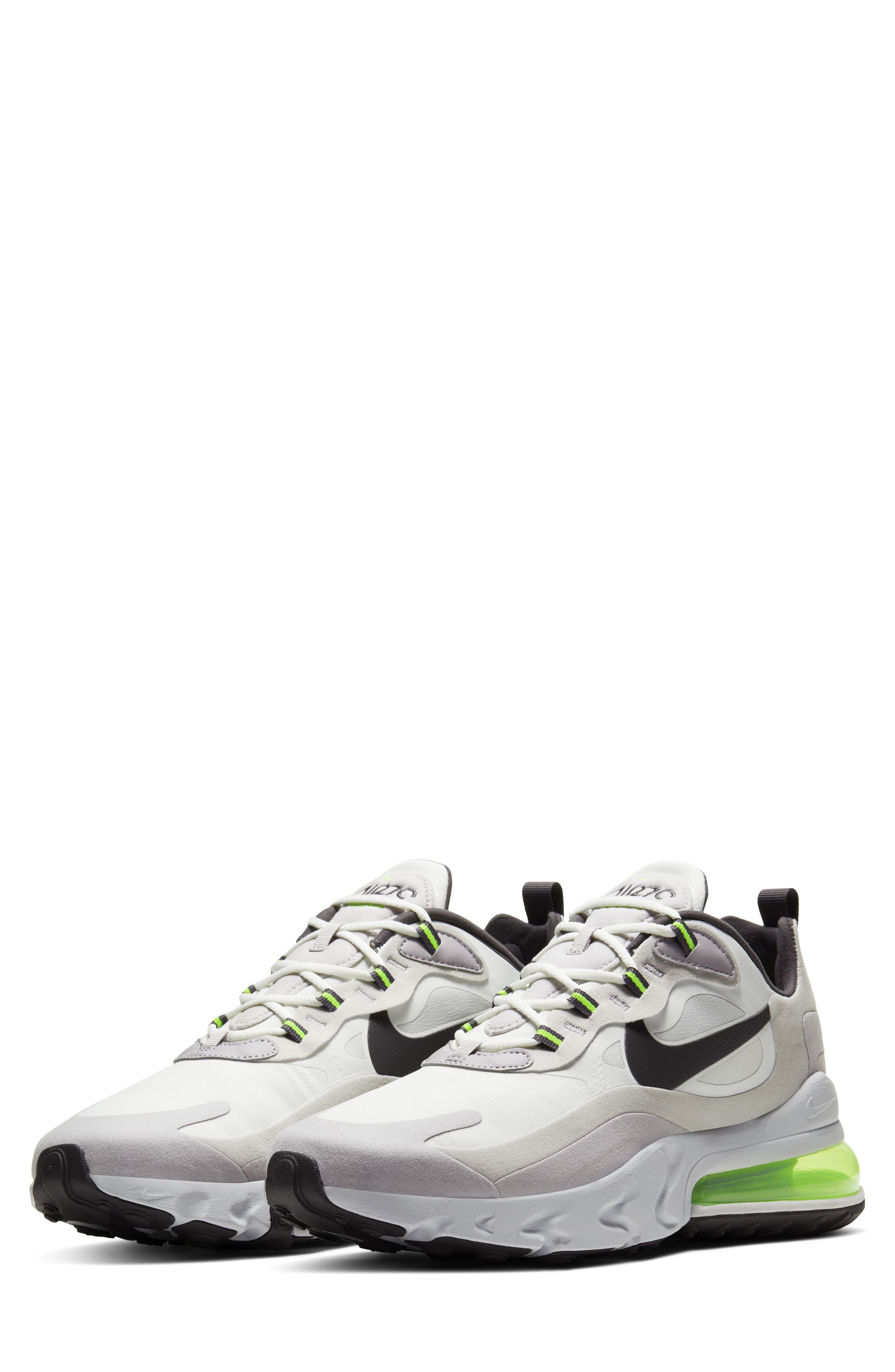 Air Max 270 React Sneaker, Main, color, WHITE/ GREY/ SILVER LILAC