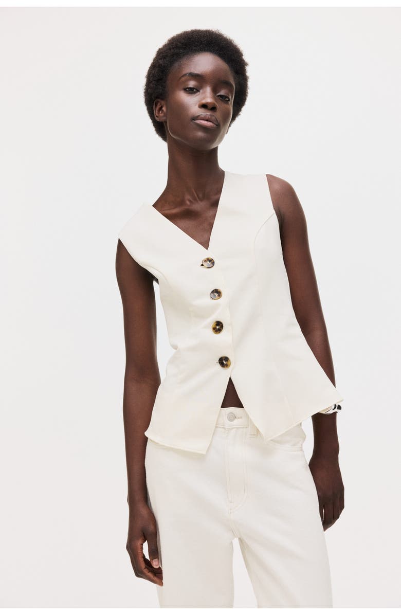 H&M Jersey Waistcoat, Alternate, color, Cream