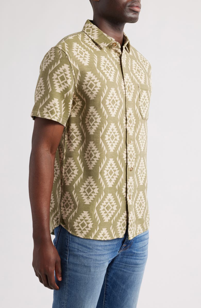 Pendleton Gateway Print Short Sleeve Cotton Button-Up Shirt, Alternate, color, Cascadia Green