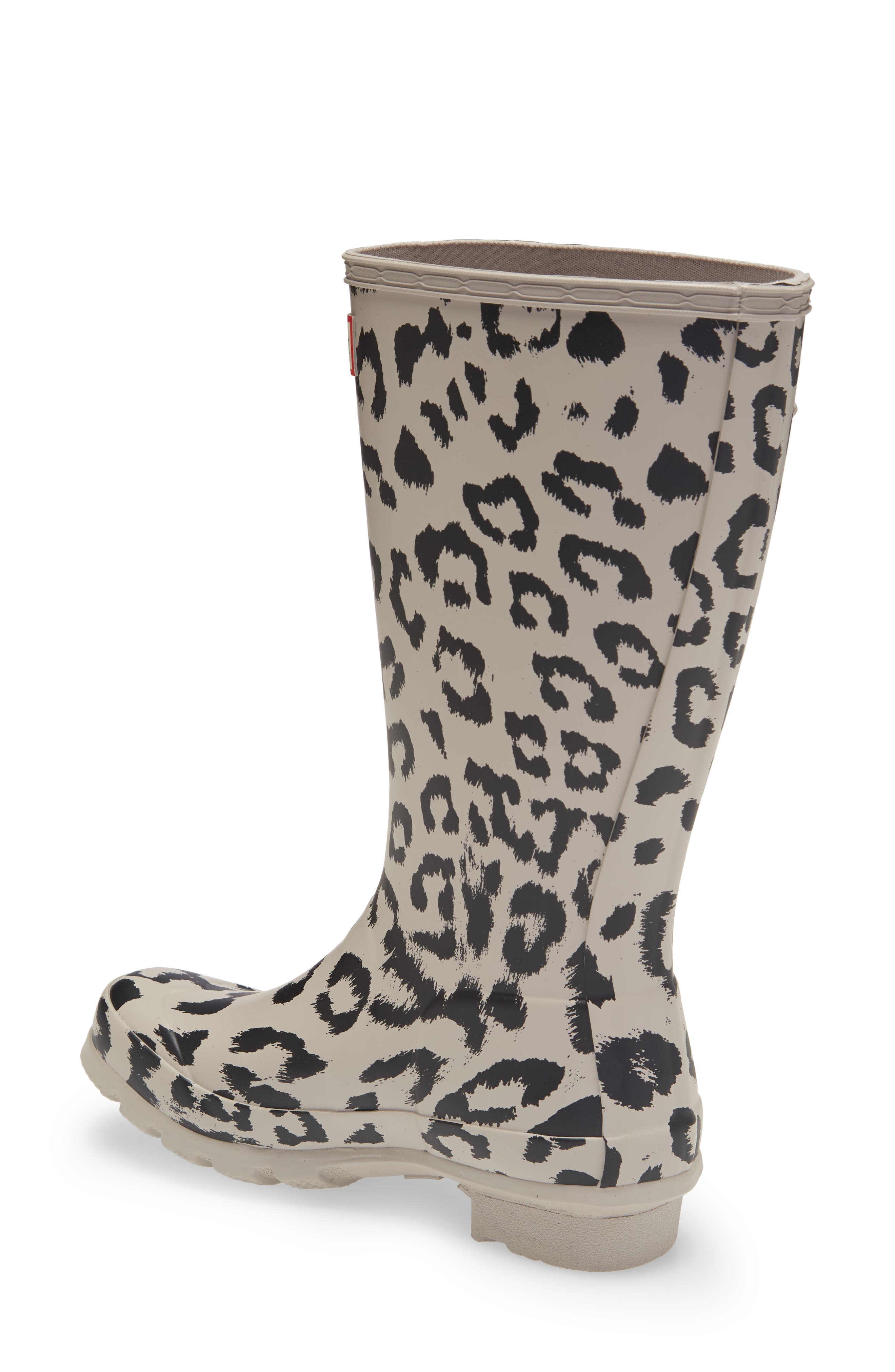 Hunter Kids' Original Tall Leopard Print Waterproof Rain Boot, Alternate, color, 