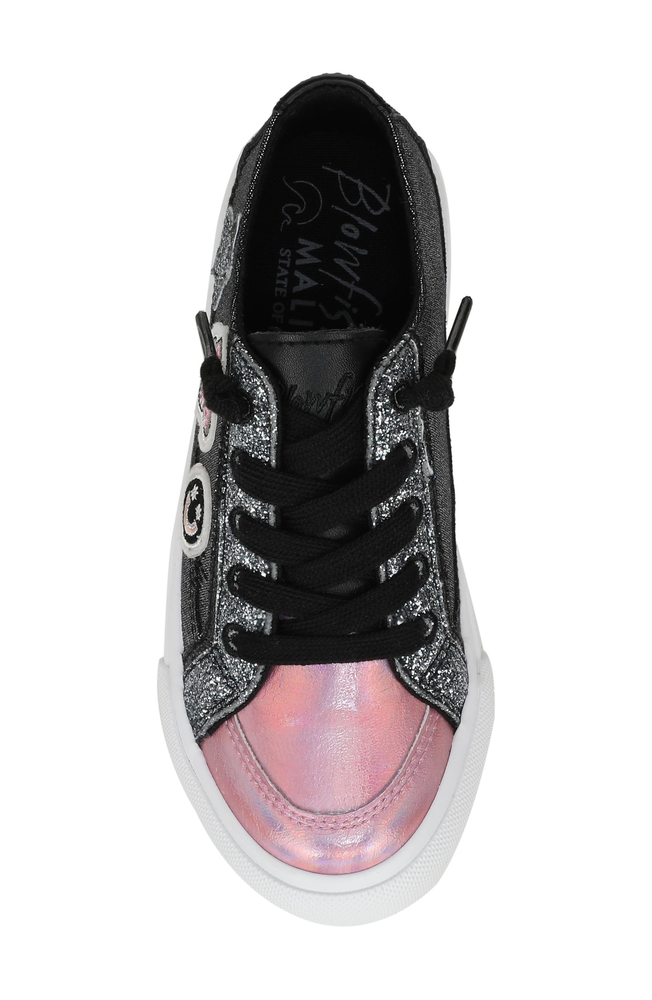 Blowfish Malibu Kids' Pebble Sneaker, Alternate, color, Black / Pink Faux Leather